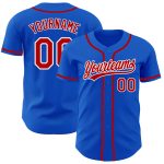 Custom Name and Number Authentic Baseball Jersey - Personalized Thunder Blue Red-White Team Apparel Personalized Thunder