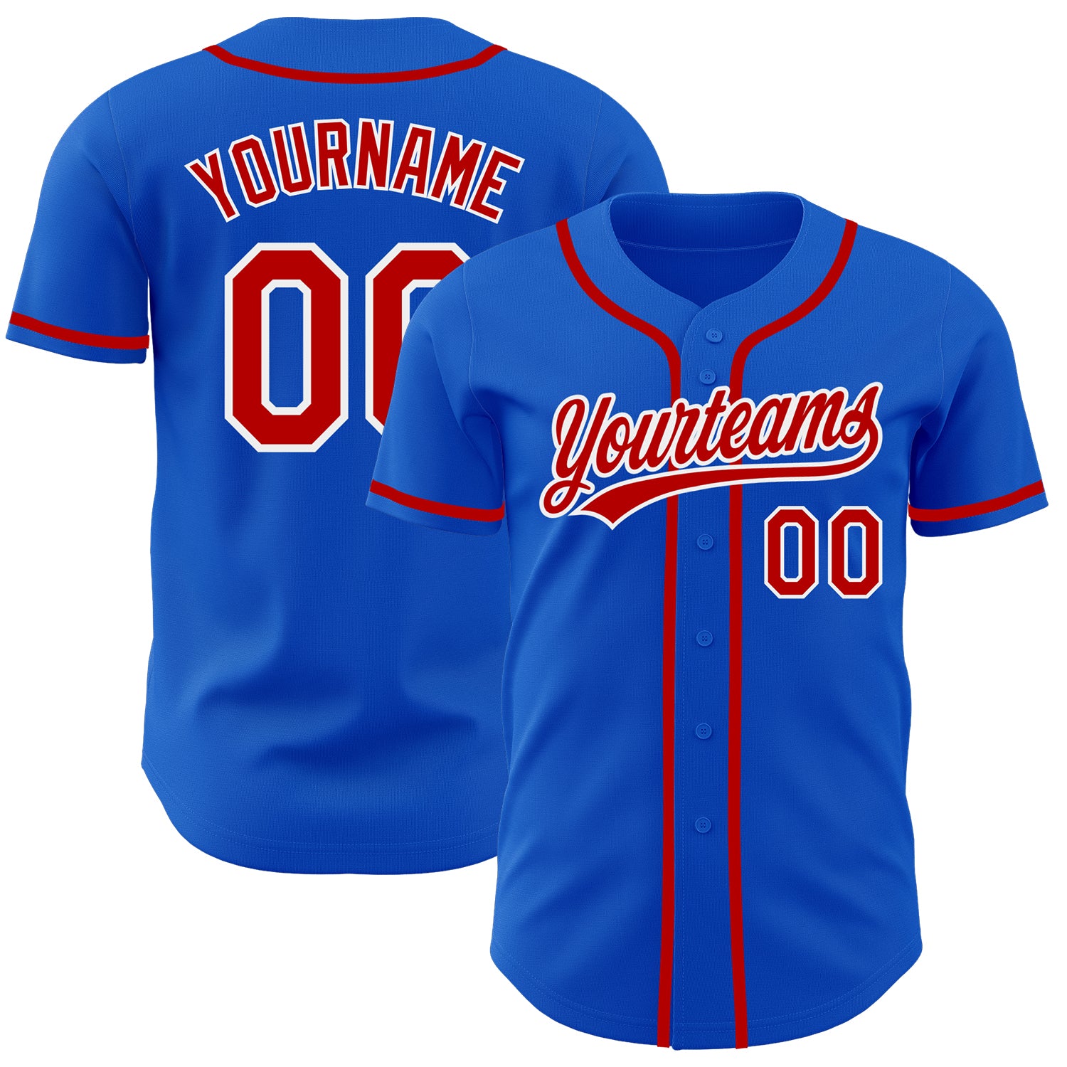 Custom Name and Number Authentic Baseball Jersey - Personalized Thunder Blue Red-White Team Apparel Personalized Thunder