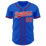 Custom Name and Number Authentic Baseball Jersey - Personalized Thunder Blue Red-White Team Apparel Personalized Thunder