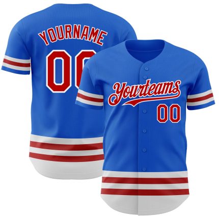 Personalized Custom Name and Number Thunder Blue Red-White Line Baseball Jersey - Authentic Team Apparel Personalized Thunder