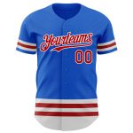 Personalized Custom Name and Number Thunder Blue Red-White Line Baseball Jersey - Authentic Team Apparel Personalized Thunder