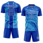 Custom Blue Sky Abstract Soccer Jersey - Personalized Fluid Design with Name and Number - Team Uniform Personalized Thunder