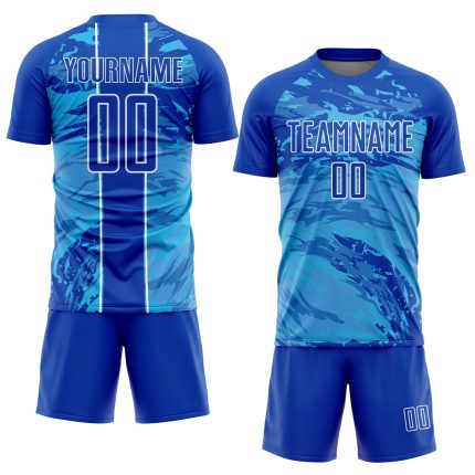 Custom Blue Sky Abstract Soccer Jersey - Personalized Fluid Design with Name and Number - Team Uniform Personalized Thunder