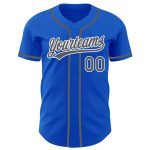 Personalized Custom Name and Number Baseball Jersey - Thunder Blue Steel Gray-White Authentic Design Personalized Thunder