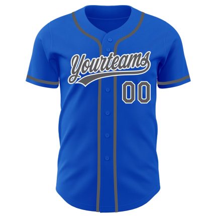 Personalized Custom Name and Number Baseball Jersey - Thunder Blue Steel Gray-White Authentic Design Personalized Thunder