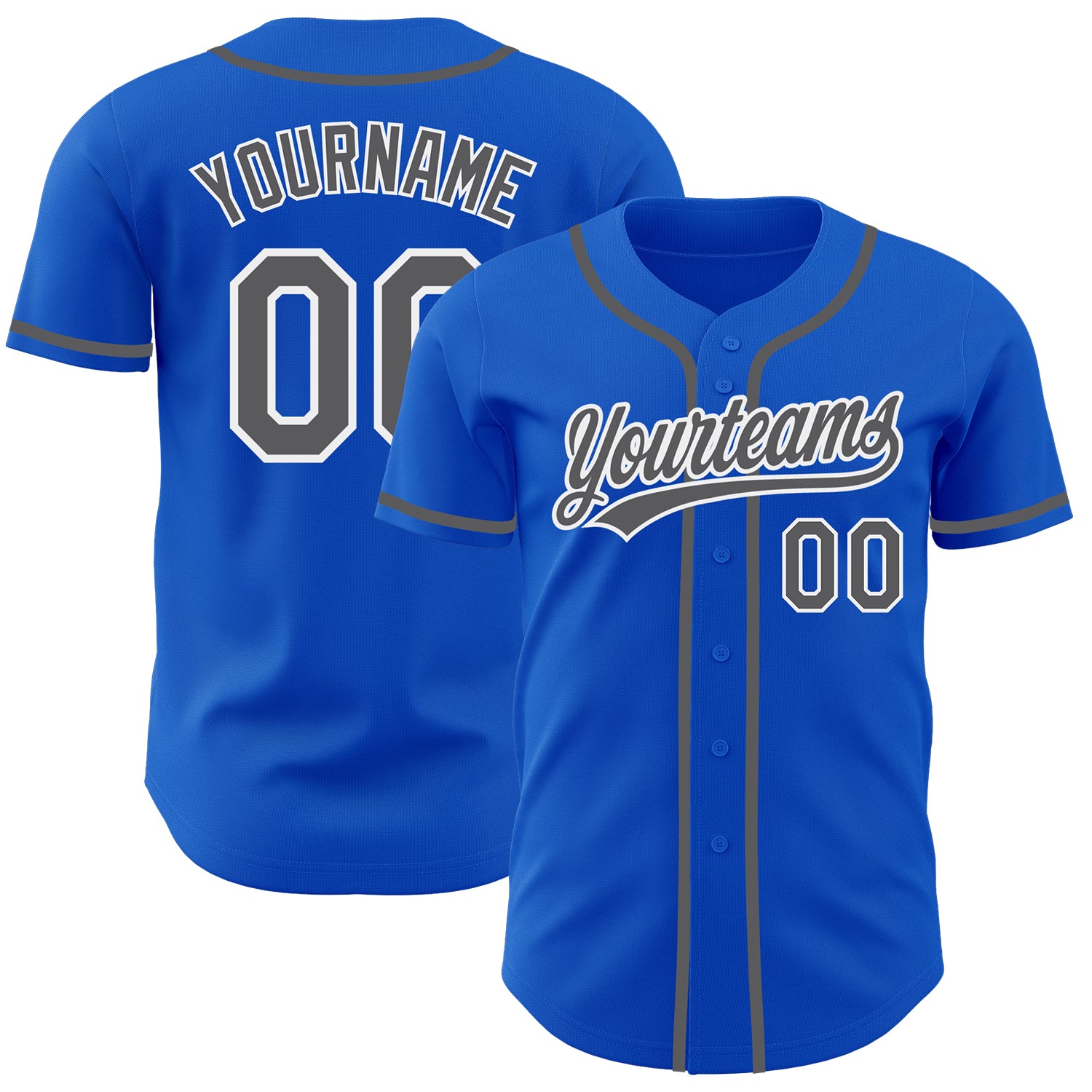 Personalized Custom Name and Number Baseball Jersey - Thunder Blue Steel Gray-White Authentic Design Personalized Thunder