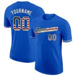 Custom Name and Number Vintage Blue USA Flag Team Performance T-Shirt, Personalized City Cream Design Personalized Thunder