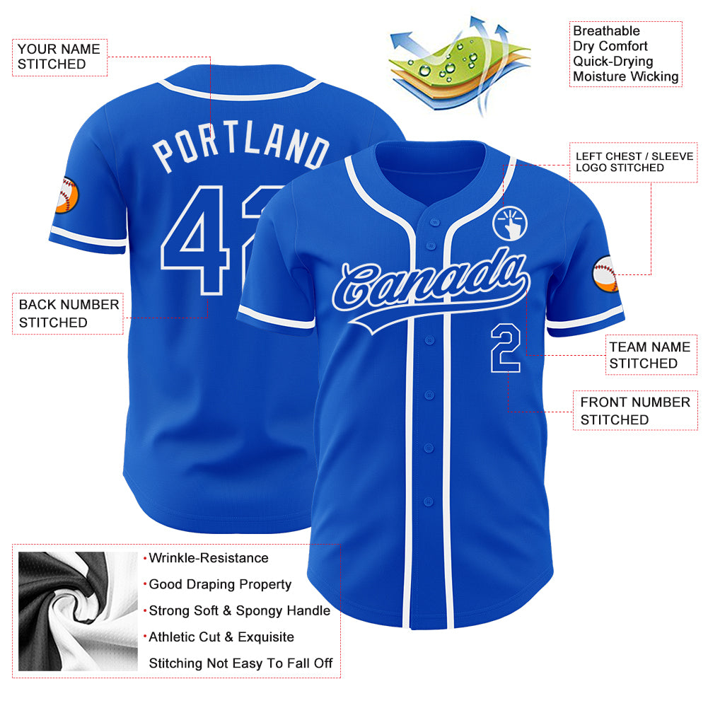 Personalized Thunder Blue White Authentic Baseball Jersey Team Custom Name and Number Custom Name Number Baseball Jersey Thunder Blue White Authentic Team Personalized Thunder Blue White Authentic Baseball Jersey - Image 3