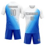 Custom Geometric Shape Thunder Blue White-Black Volleyball Jersey with Name and Number - Personalized Team Uniform Personalized