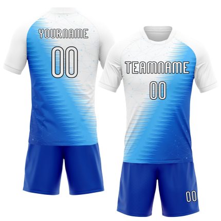 Custom Geometric Shape Thunder Blue White-Black Volleyball Jersey with Name and Number - Personalized Team Uniform Personalized