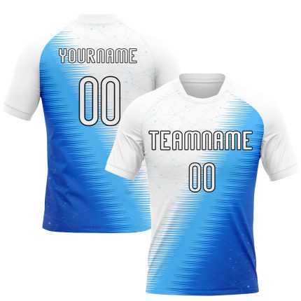 Custom Geometric Shape Thunder Blue White-Black Volleyball Jersey with Name and Number - Personalized Team Uniform Personalized