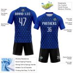Custom Name Number Volleyball Jersey - Personalized Thunder Blue Black White Geometric Shape Sublimation Team Uniform Personalized
