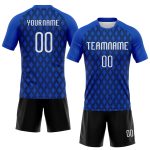 Custom Name Number Volleyball Jersey - Personalized Thunder Blue Black White Geometric Shape Sublimation Team Uniform Personalized