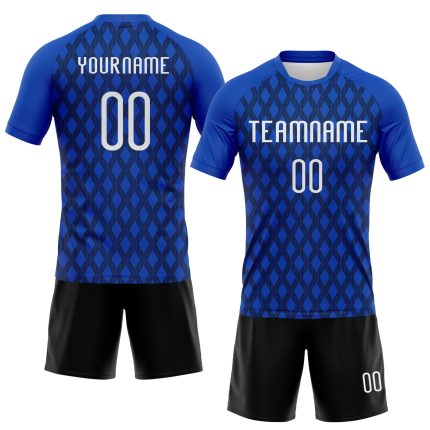 Custom Name Number Volleyball Jersey - Personalized Thunder Blue Black White Geometric Shape Sublimation Team Uniform Personalized