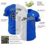 Custom Name and Number Personalized Thunder Blue White Black Pinstripe Baseball Jersey - Authentic Split Fashion Personalized