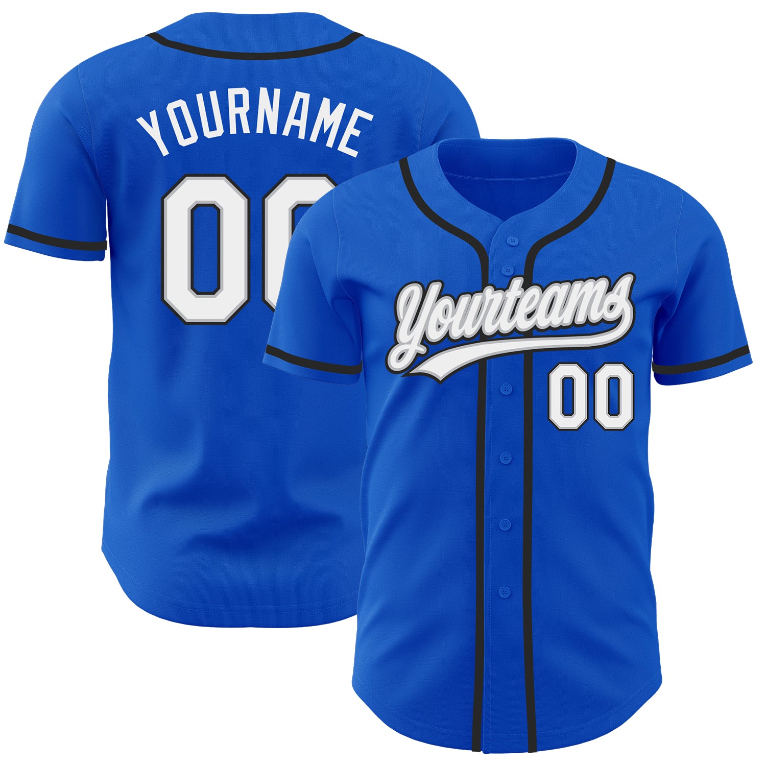 Custom Name Number Personalized Thunder Blue Gray Baseball Jersey Authentic Team Personalized Thunder Blue White Gray-Black