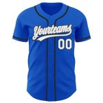 Custom Name Number Personalized Thunder Blue Gray Baseball Jersey Authentic Team Personalized Thunder Blue White Gray-Black