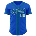 Custom Name Number Baseball Jersey Thunder Blue White Kelly Green Authentic Personalized Thunder Blue White-Kelly Green Authentic