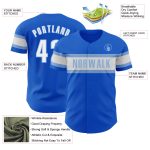 Personalized Authentic Baseball Jersey in Thunder Blue and Light Blue Color Personalized Thunder Blue White-Light Blue Authentic