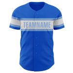Personalized Authentic Baseball Jersey in Thunder Blue and Light Blue Color Personalized Thunder Blue White-Light Blue Authentic