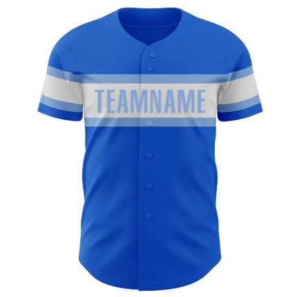 Personalized Authentic Baseball Jersey in Thunder Blue and Light Blue Color Personalized Thunder Blue White-Light Blue Authentic