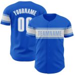 Personalized Authentic Baseball Jersey in Thunder Blue and Light Blue Color Personalized Thunder Blue White-Light Blue Authentic