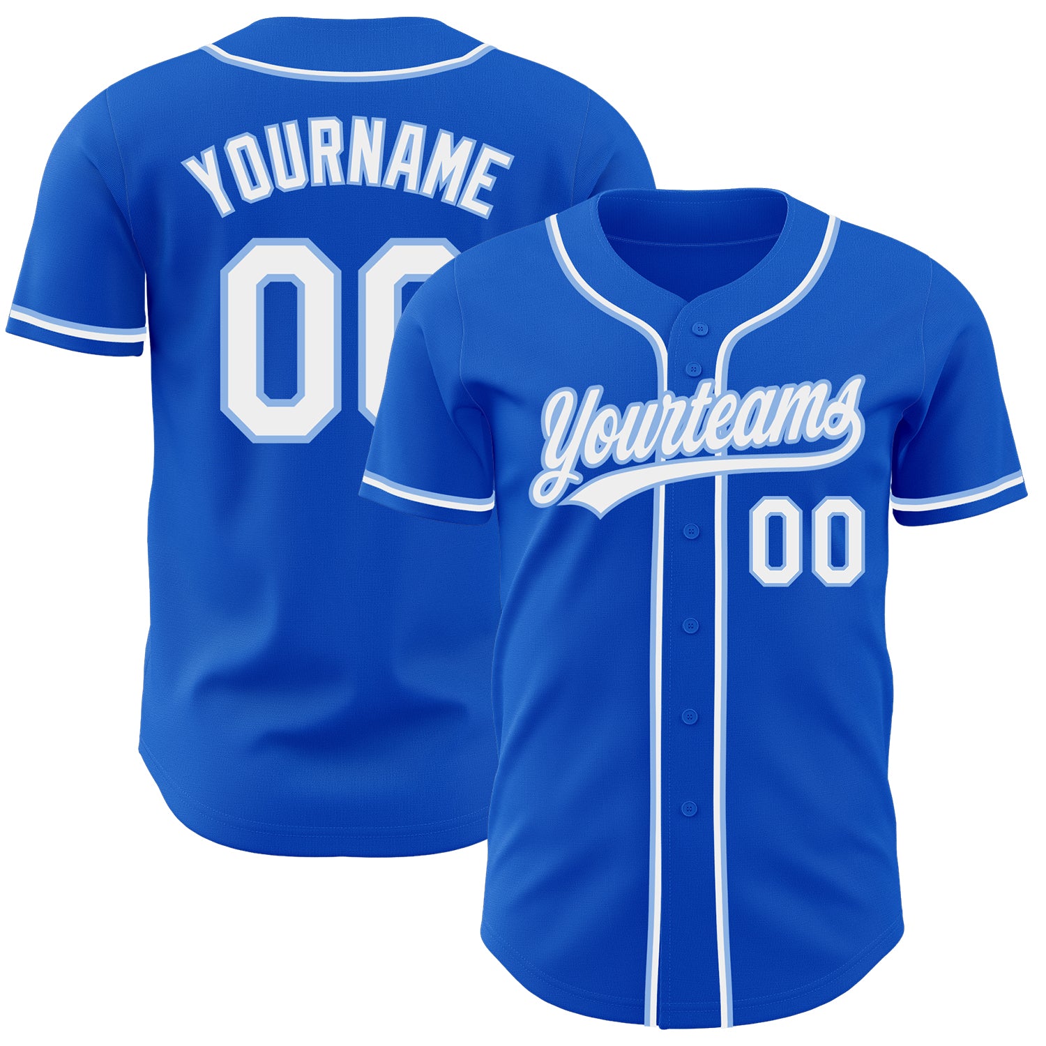 Custom Name Number Authentic Baseball Jersey Thunder Blue White Light Blue Personalized Thunder Blue White-Light Blue Authentic