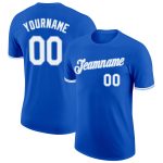 Custom Team Name and Number Thunder Blue Performance T-Shirt - White and Light Blue Design Personalized Thunder Blue White-Light