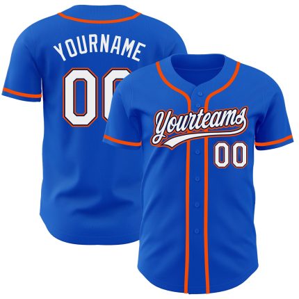Thunder Blue White Navy-Orange Custom Baseball Jersey with Personalized Name and Number - Authentic Team Gear Personalized