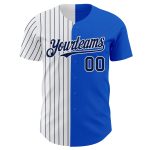 Custom Personalized Baseball Jersey with Thunder Blue White-Navy Pinstripe, Your Name and Number, Authentic Fashion Style