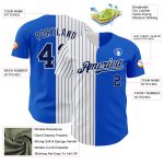 Custom Personalized Baseball Jersey with Thunder Blue White-Navy Pinstripe, Your Name and Number, Authentic Fashion Style