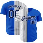 Custom Personalized Baseball Jersey with Thunder Blue White-Navy Pinstripe, Your Name and Number, Authentic Fashion Style