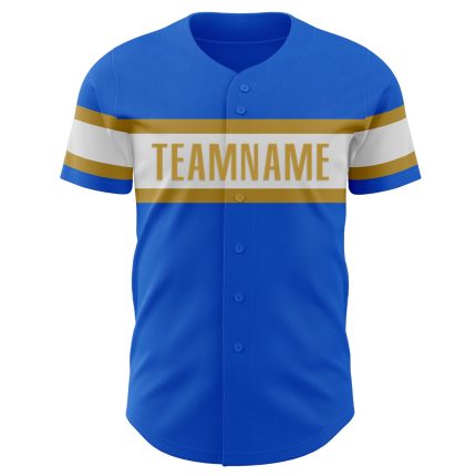 Personalized Thunder Blue White and Old Gold Baseball Jersey - Authentic Fan Gear Personalized Thunder Blue White-Old Gold