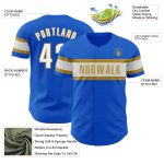 Personalized Thunder Blue White and Old Gold Baseball Jersey - Authentic Fan Gear Personalized Thunder Blue White-Old Gold