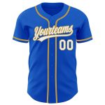 Personalized Custom Name Number Thunder Blue White Gold Baseball Jersey - Authentic Team Jersey Personalized Thunder Blue