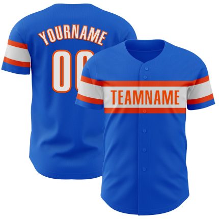 Personalized Thunder Blue White-Orange Baseball Jersey for Authentic Fans Personalized Thunder Blue White-Orange Authentic