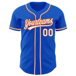 Custom Name and Number Thunder Blue White-Orange Baseball Jersey - Personalized Authentic Team Apparel Personalized Thunder