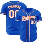 Custom Name and Number Thunder Blue White-Orange Baseball Jersey - Personalized Authentic Team Apparel Personalized Thunder