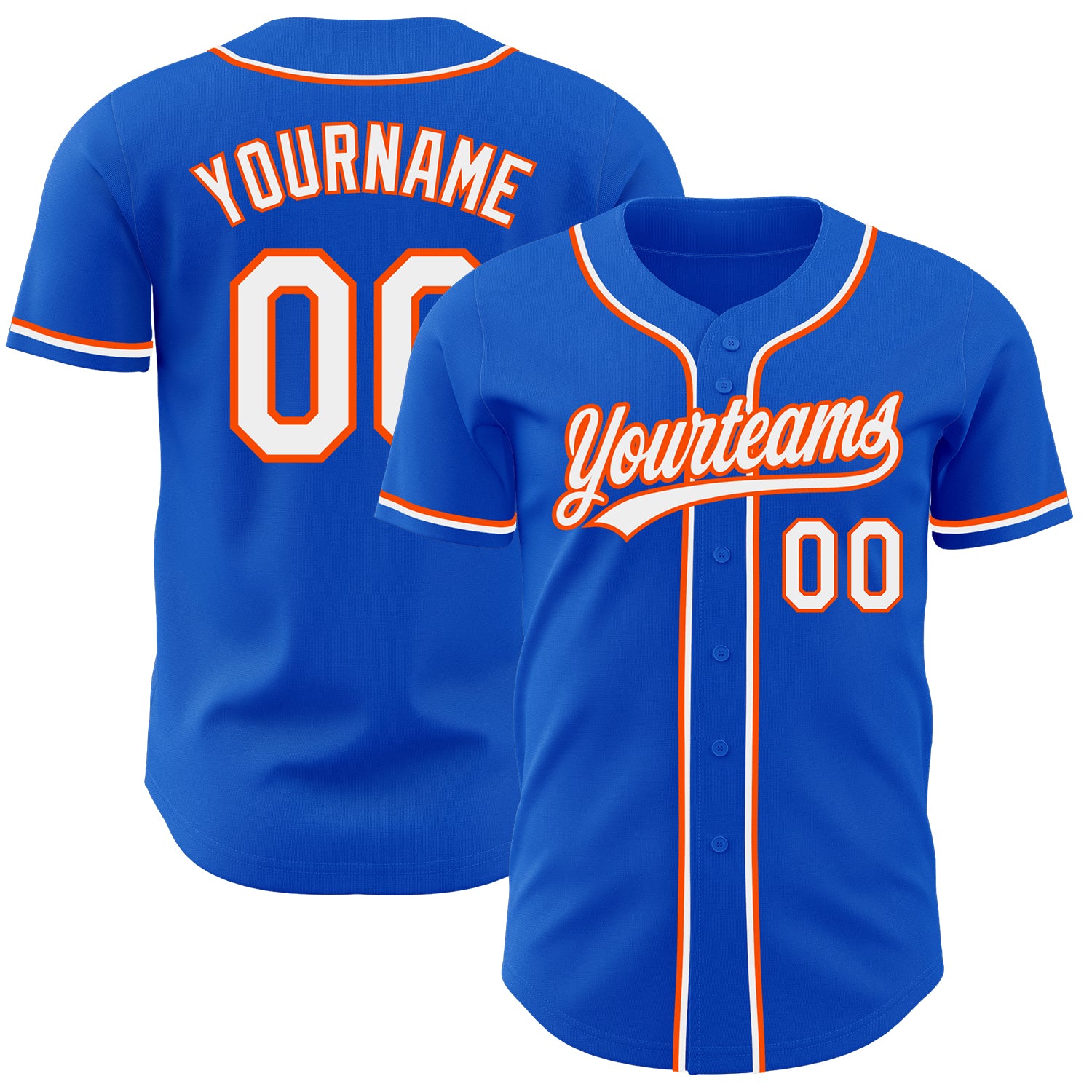 Custom Name and Number Thunder Blue White-Orange Baseball Jersey - Personalized Authentic Team Apparel Personalized Thunder