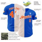 Custom Personalized Thunder Blue White-Orange Baseball Jersey with Name and Number - Authentic Split Fashion Design Personalized