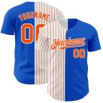 Custom Personalized Thunder Blue White-Orange Baseball Jersey with Name and Number - Authentic Split Fashion Design Personalized