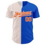 Custom Personalized Thunder Blue White-Orange Baseball Jersey with Name and Number - Authentic Split Fashion Design Personalized