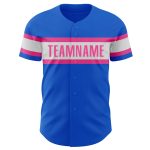 Custom Name and Number Authentic Baseball Jersey Thunder Blue White-Pink - Personalized Team Jersey Personalized Thunder