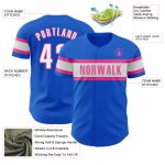 Custom Name and Number Authentic Baseball Jersey Thunder Blue White-Pink - Personalized Team Jersey Personalized Thunder