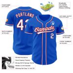 Personalized Authentic Baseball Jersey in Thunder Blue with White-Red Accents Personalized Thunder Blue White-Red Authentic