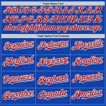 Custom Name and Number Personalized Baseball Jersey - Thunder Blue White Red Pinstripe Authentic Split Fashion Personalized