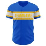 Personalized Authentic Baseball Jersey - Thunder Blue White-Yellow Design Personalized Thunder Blue White-Yellow Authentic