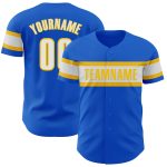 Personalized Authentic Baseball Jersey - Thunder Blue White-Yellow Design Personalized Thunder Blue White-Yellow Authentic