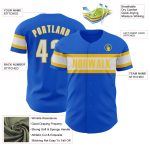 Personalized Authentic Baseball Jersey - Thunder Blue White-Yellow Design Personalized Thunder Blue White-Yellow Authentic