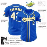 Custom Baseball Jersey with Personalized Name and Number - Thunder Blue White-Yellow Authentic Team Apparel Personalized